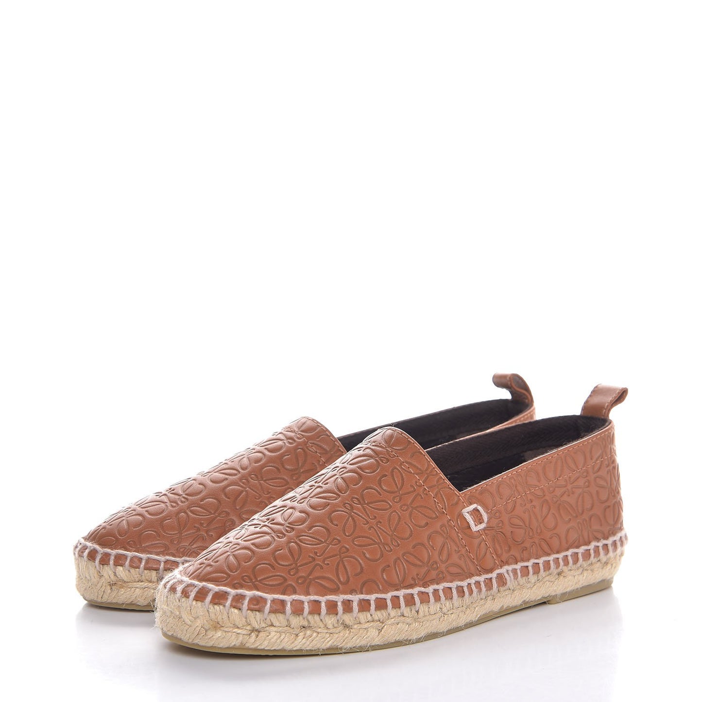 Calfskin Embossed Repeat Espadrilles 36 Tan