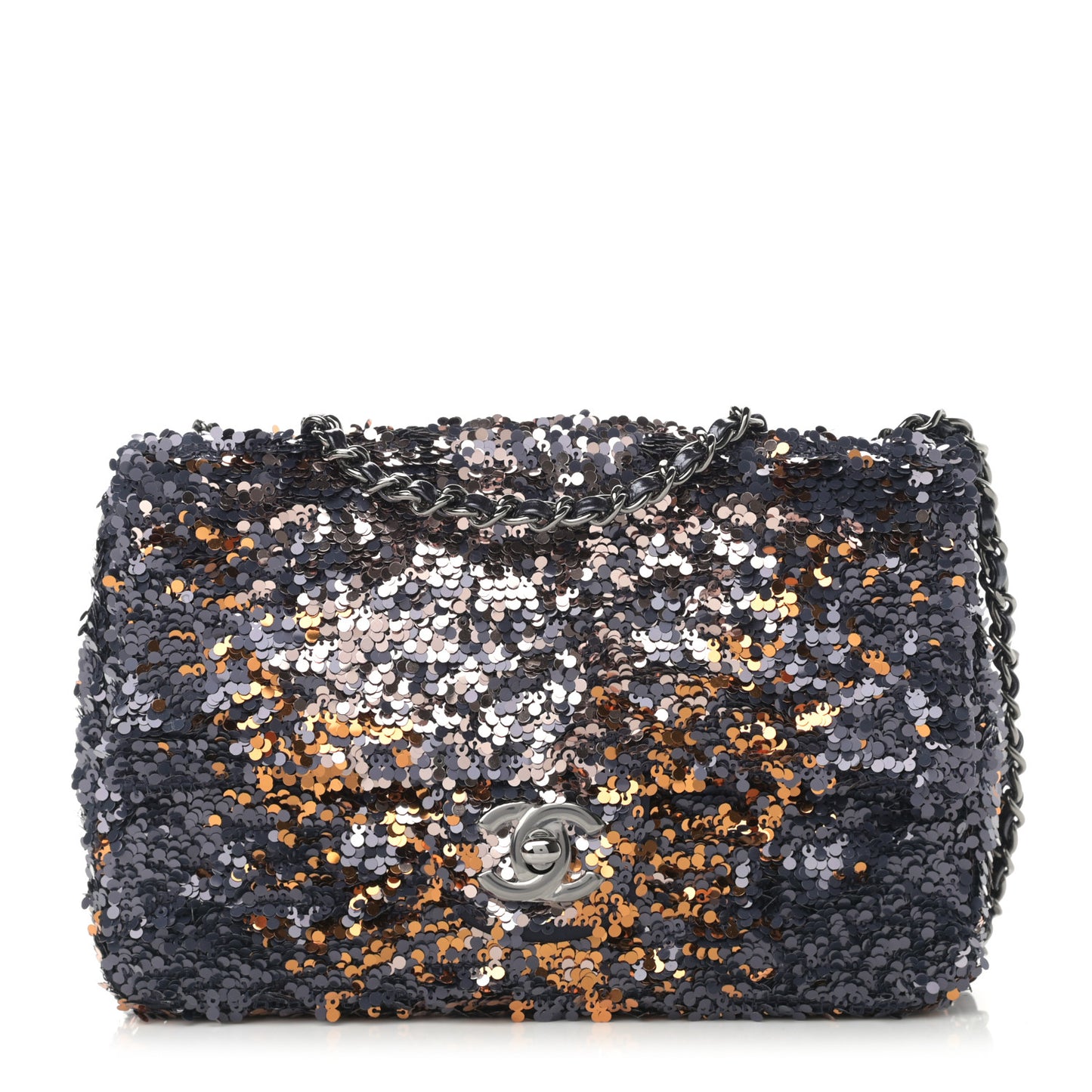 Sequin Mini Rectangular Flap Blue Gold