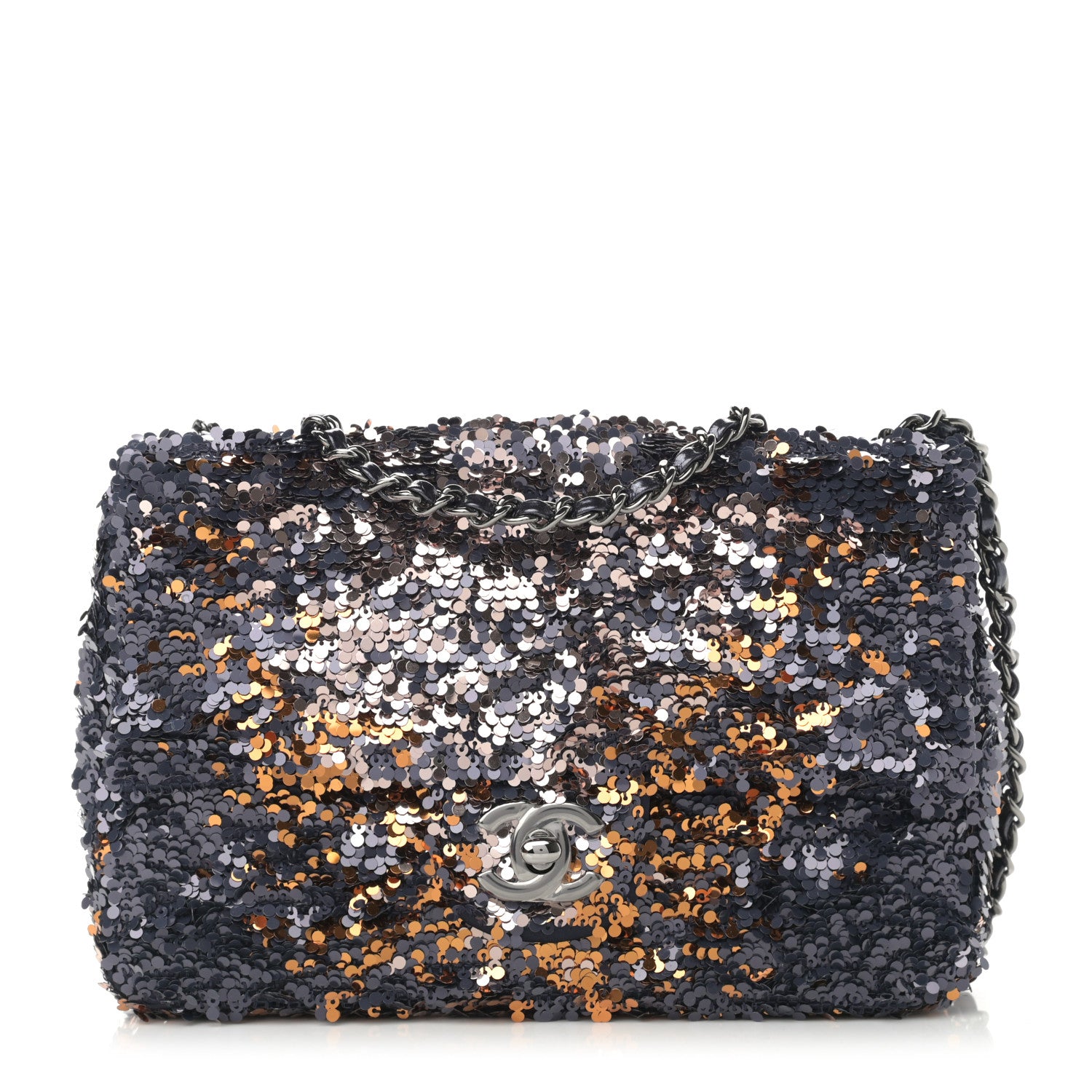 Chanel Sequin Mini Rectangular Flap Blue Gold 1 of 11