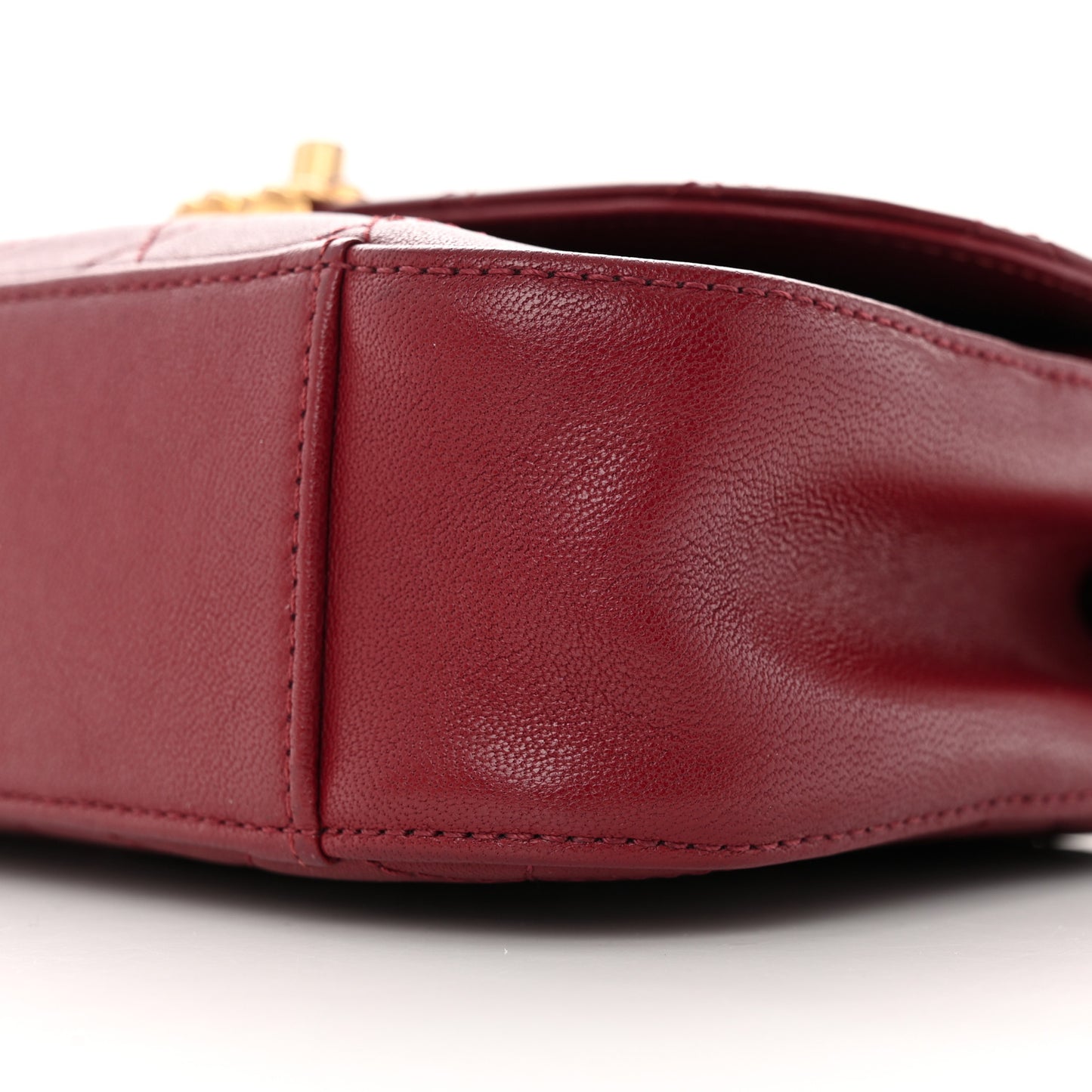 Lambskin Quilted Chain Infinity Top Handle Flap Burgundy