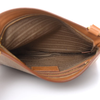 Prada Jacquard Logo Small Flat Messenger Bag Corda Cuoio 5 of 13