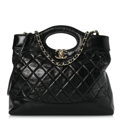 Chanel Shiny Crumpled Calfskin Quilted Mini 31 Shopping Bag Black 1 of 7