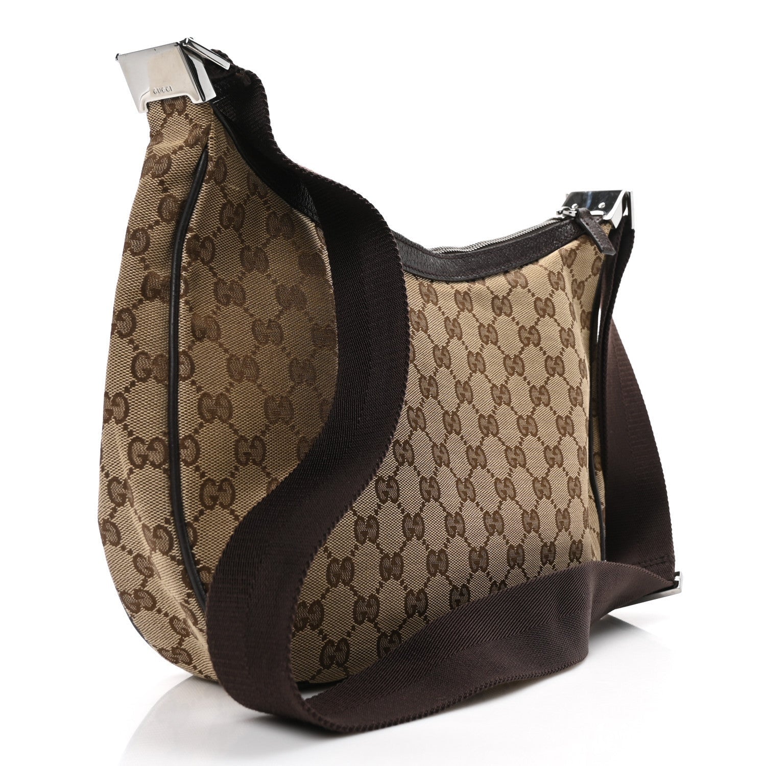 Gucci Monogram Medium Half Moon Hobo Dark Brown 3 of 7