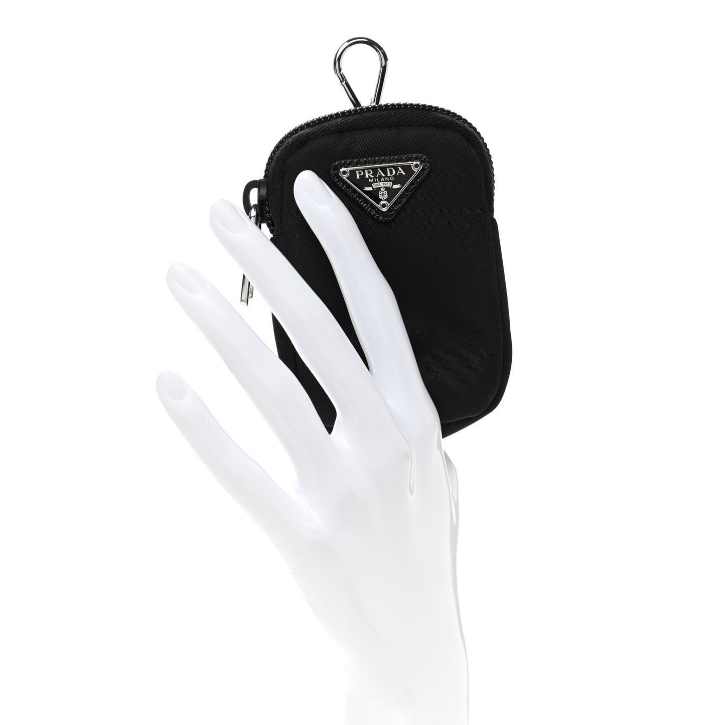 Re-Nylon Pocket Triangle Padded Mini Key Chain Pouch Black