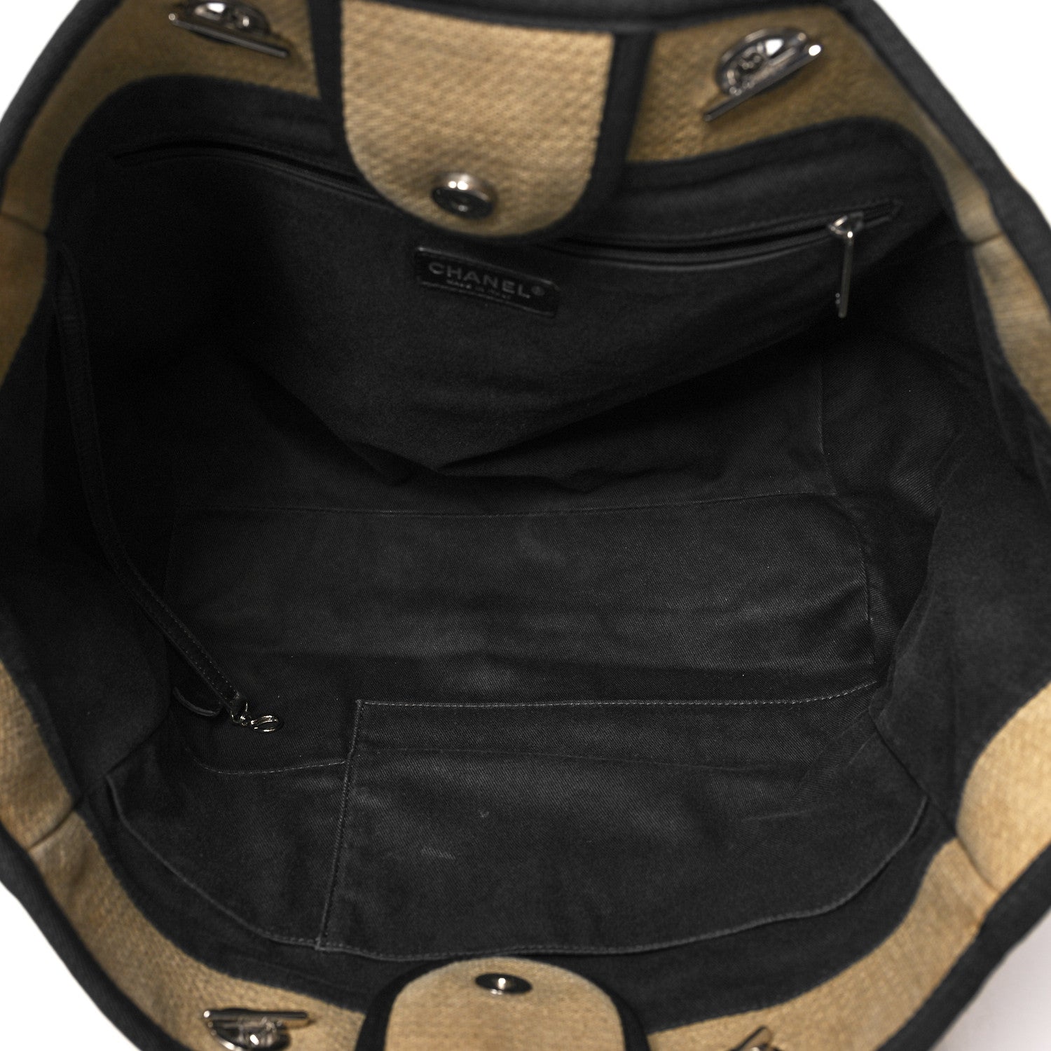 Chanel Canvas Medium Deauville Tote Beige Black 5 of 13