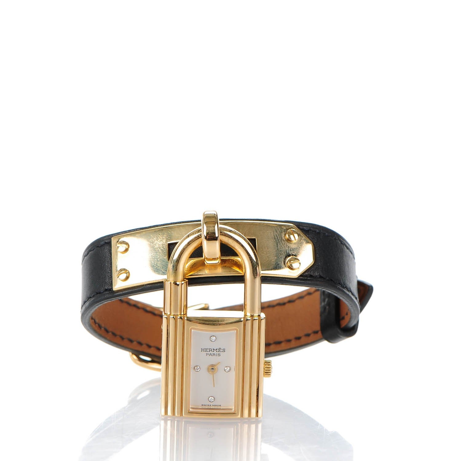 Hermes Stainless Steel Barenia 20mm Kelly Cadena Double Tour Quartz Watch Noir 3 of 8