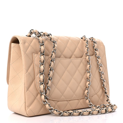 Chanel Caviar Quilted Jumbo Single Flap Beige 3 of 11