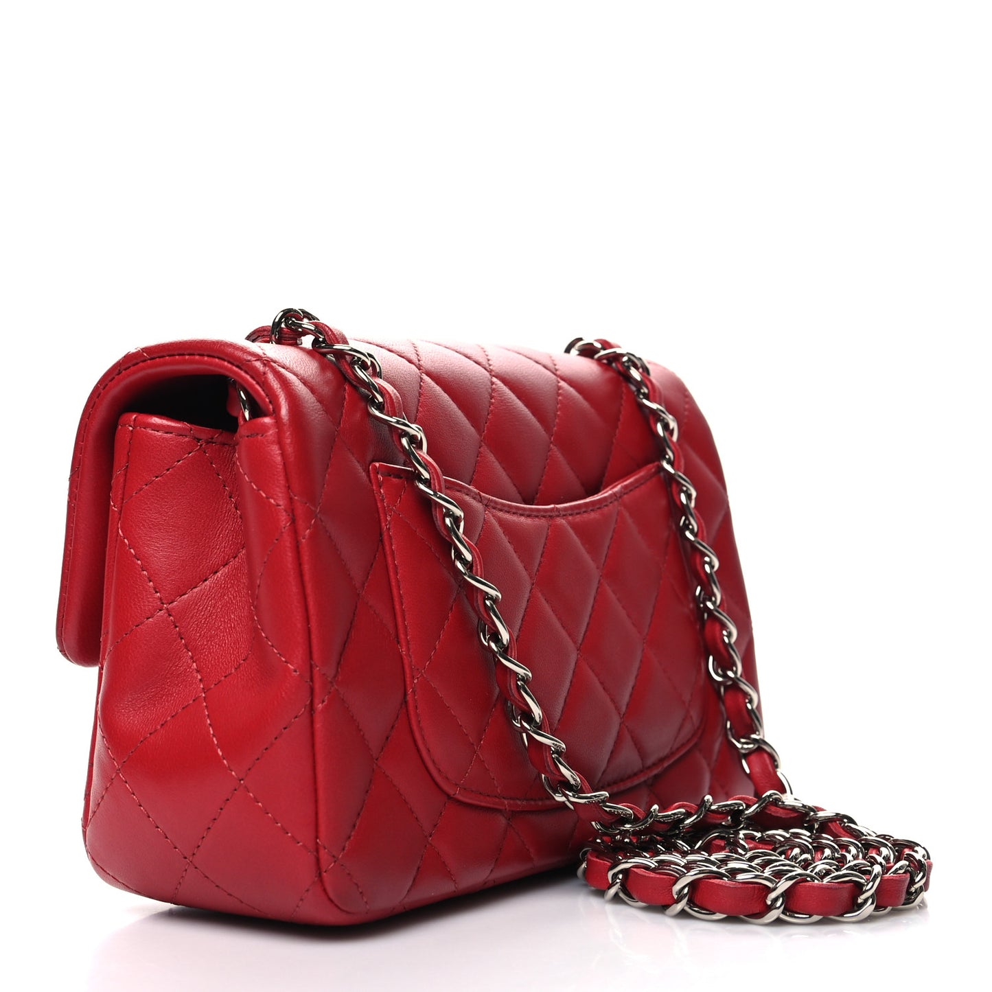 Lambskin Quilted Mini Rectangular Flap Red