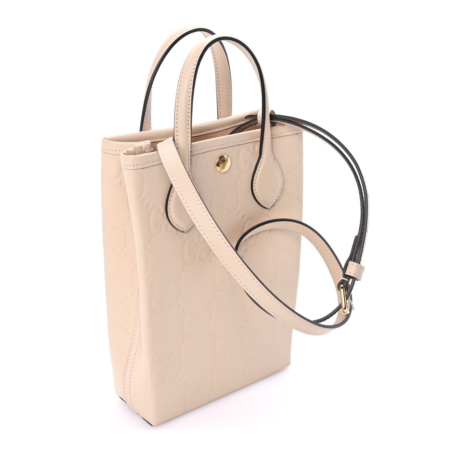 Gucci Gilbert Calfskin Jumbo GG Embossed Mini Tote Bag  Beige 2 of 7