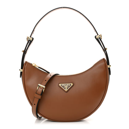 Prada Soft Calfskin Arque Shoulder Bag Cognac 1 of 10