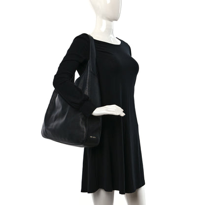 Prada Vitello Daino Medium Pocket Hobo Bag Black 2 of 12