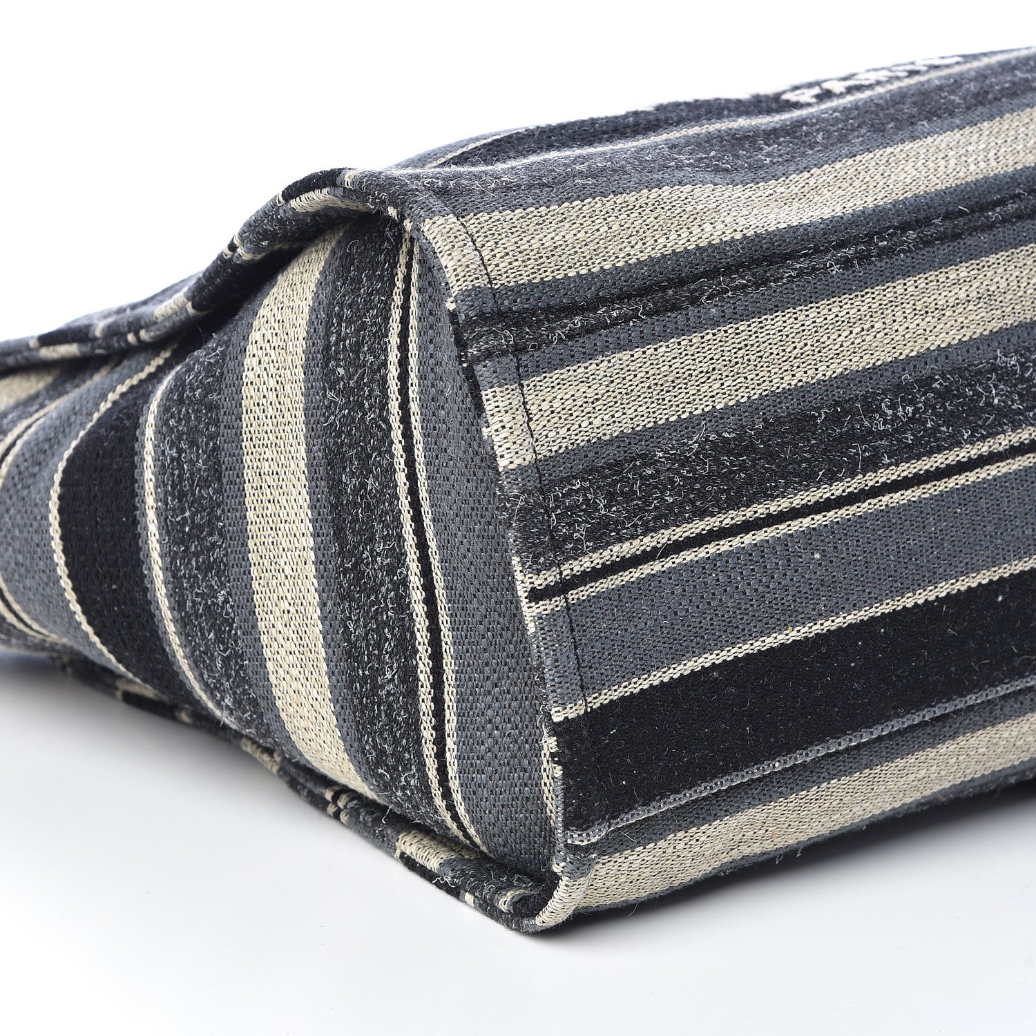 Chanel Striped Canvas Medium Deauville Tote Black 10 of 11