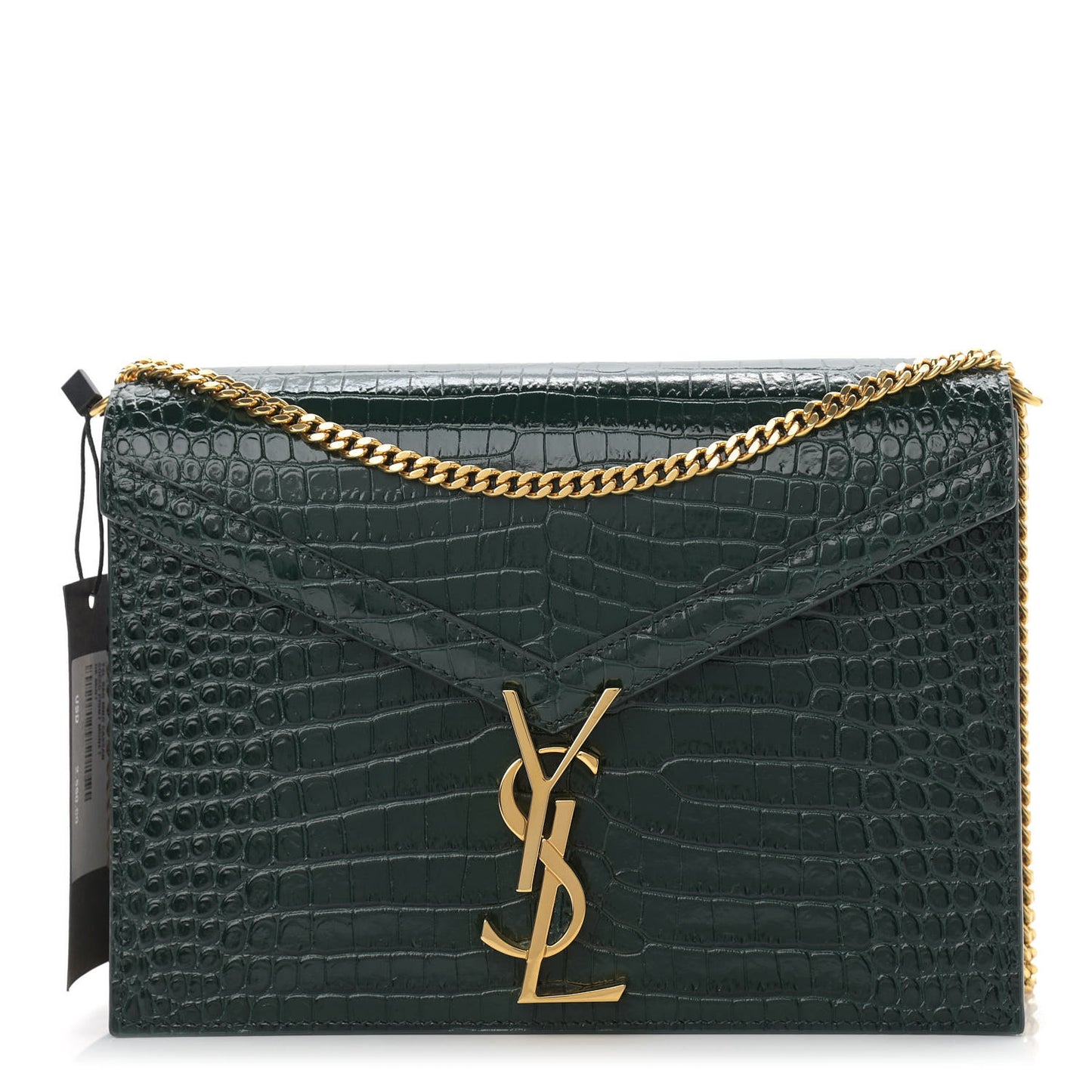 Calfskin Crocodile Embossed Monogram Cassandra Clasp Bag Dark Mint