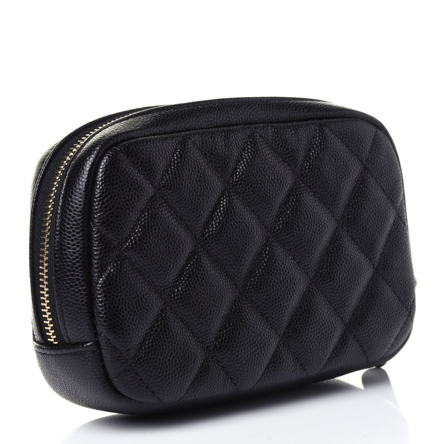 Caviar Quilted Small Curvy Pouch Cosmetic Case Black