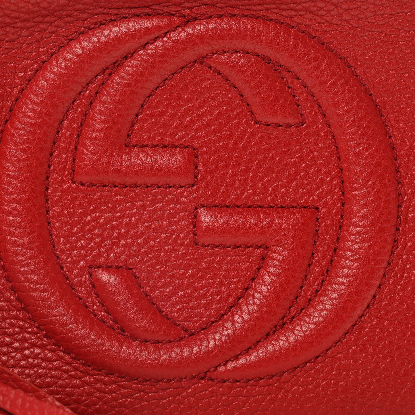 Pebbled Calfskin Small Soho Disco Bag Vibrant Red