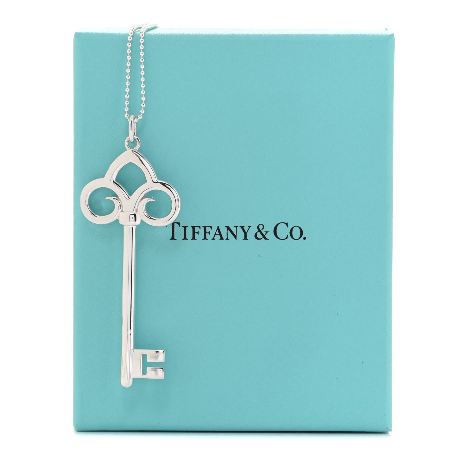 Tiffany Sterling Silver Key Pendant Bead Chain Necklace 7 of 7