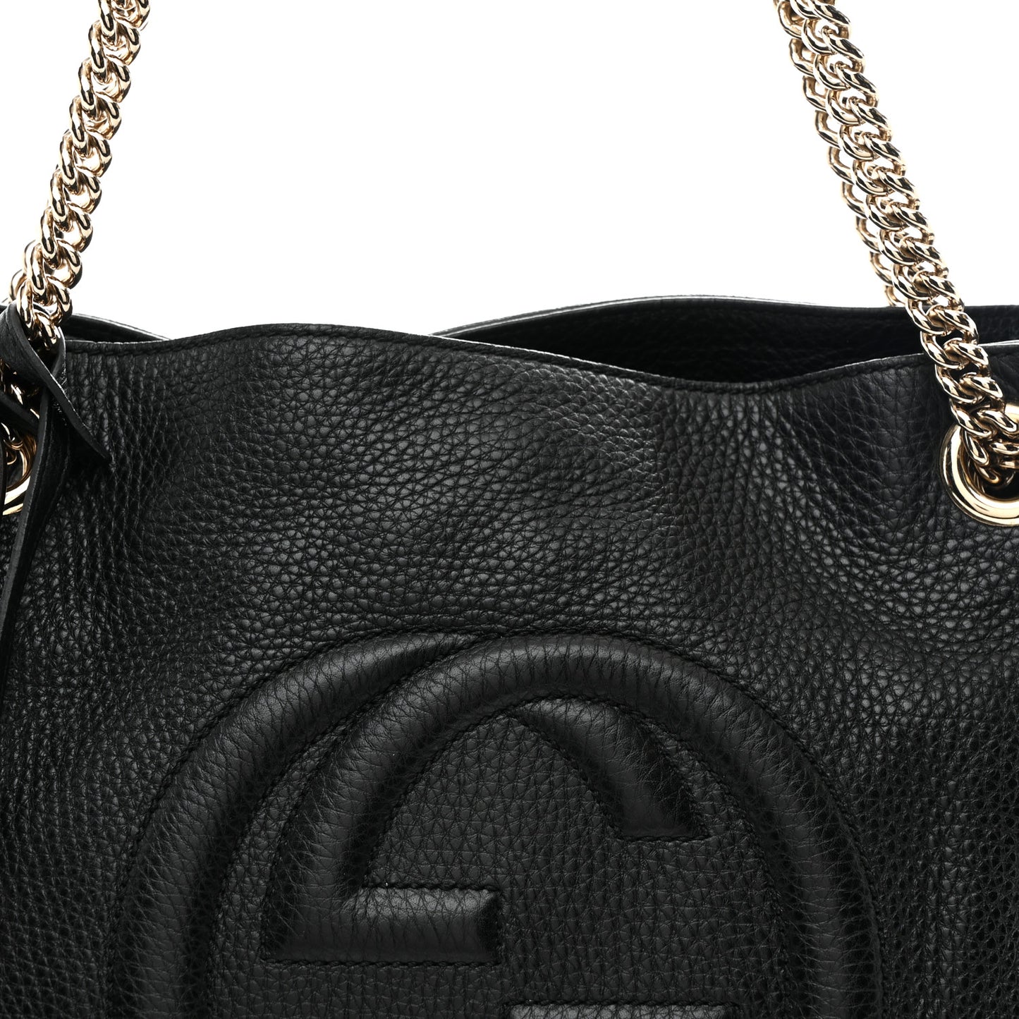 Pebbled Calfskin Medium Soho Chain Shoulder Bag Black