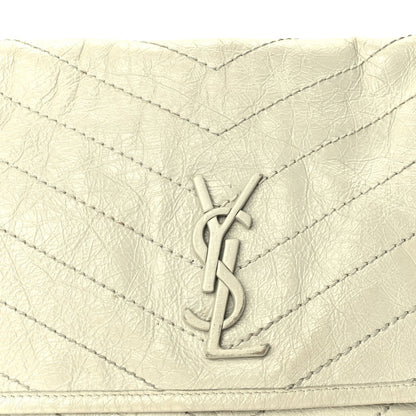 Saint Laurent Crinkled Calfskin Matelasse Monogram Medium Niki Chain Satchel Crema Soft 6 of 8