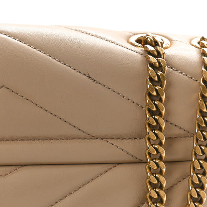 Saint Laurent Calfskin Y Quilted Monogram Medium Loulou Chain Satchel Dark Beige 17 of 21