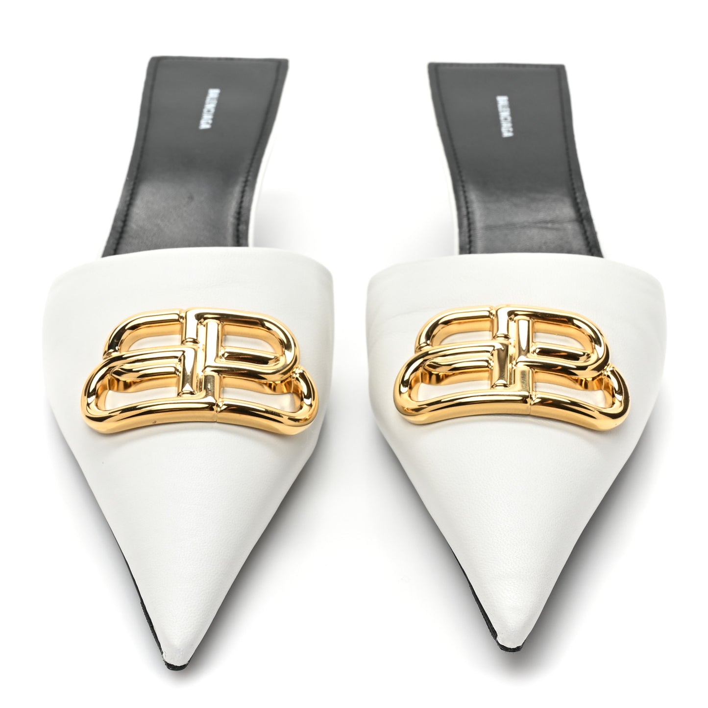 Soft Nappa BB Square Knife Pointed Toe 40mm Mules 40 White