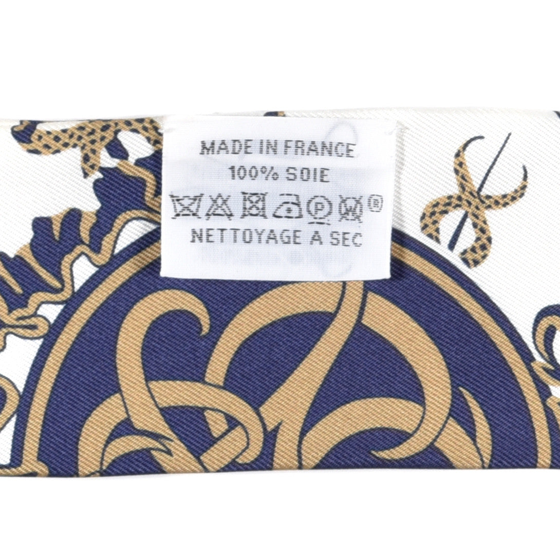 Hermes Silk Ex-Libris Twilly White Marine Gris 4 of 4