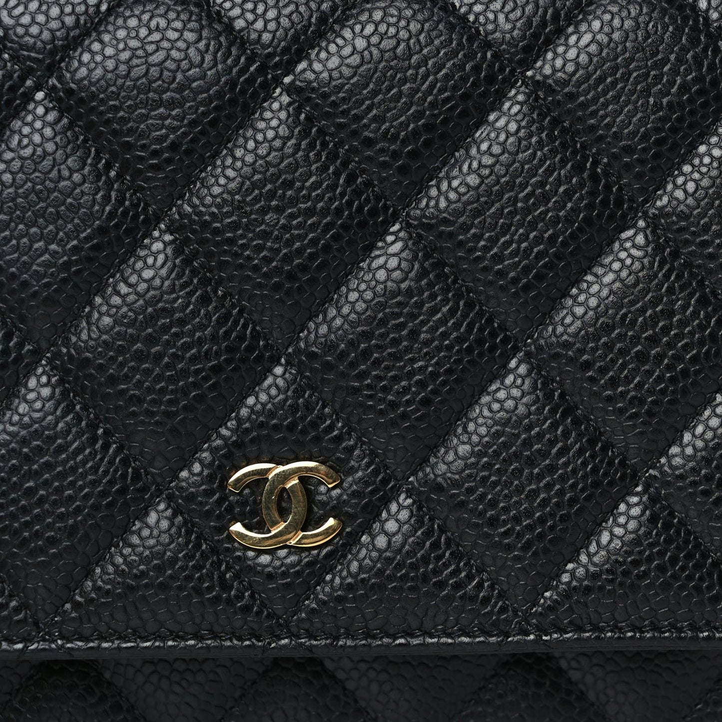 Caviar Quilted Wallet On Chain WOC Black