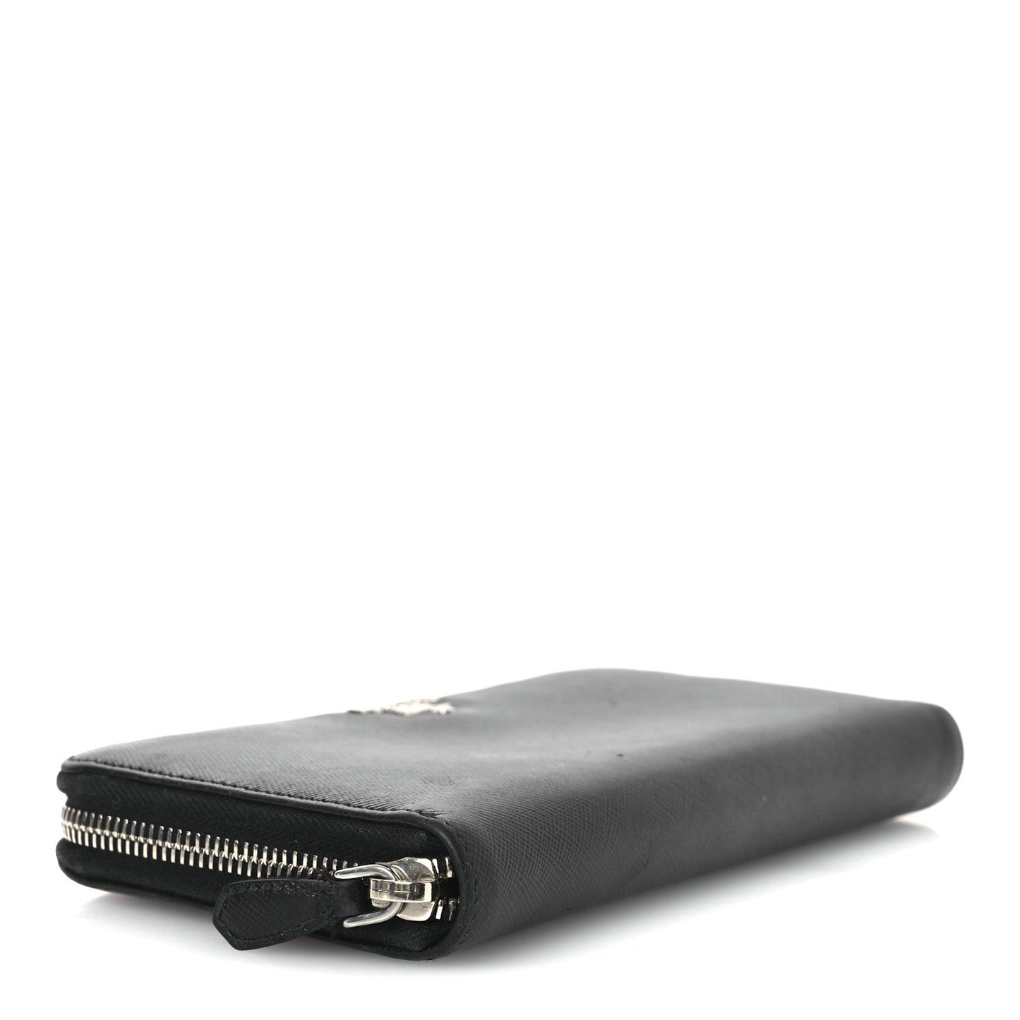Saffiano Metal Zip Around Wallet Black