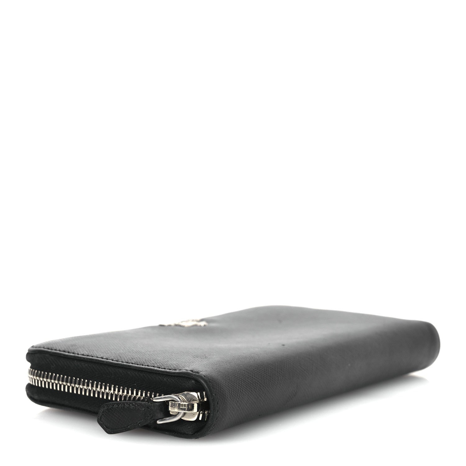 Prada Saffiano Metal Zip Around Wallet Black 4 of 7