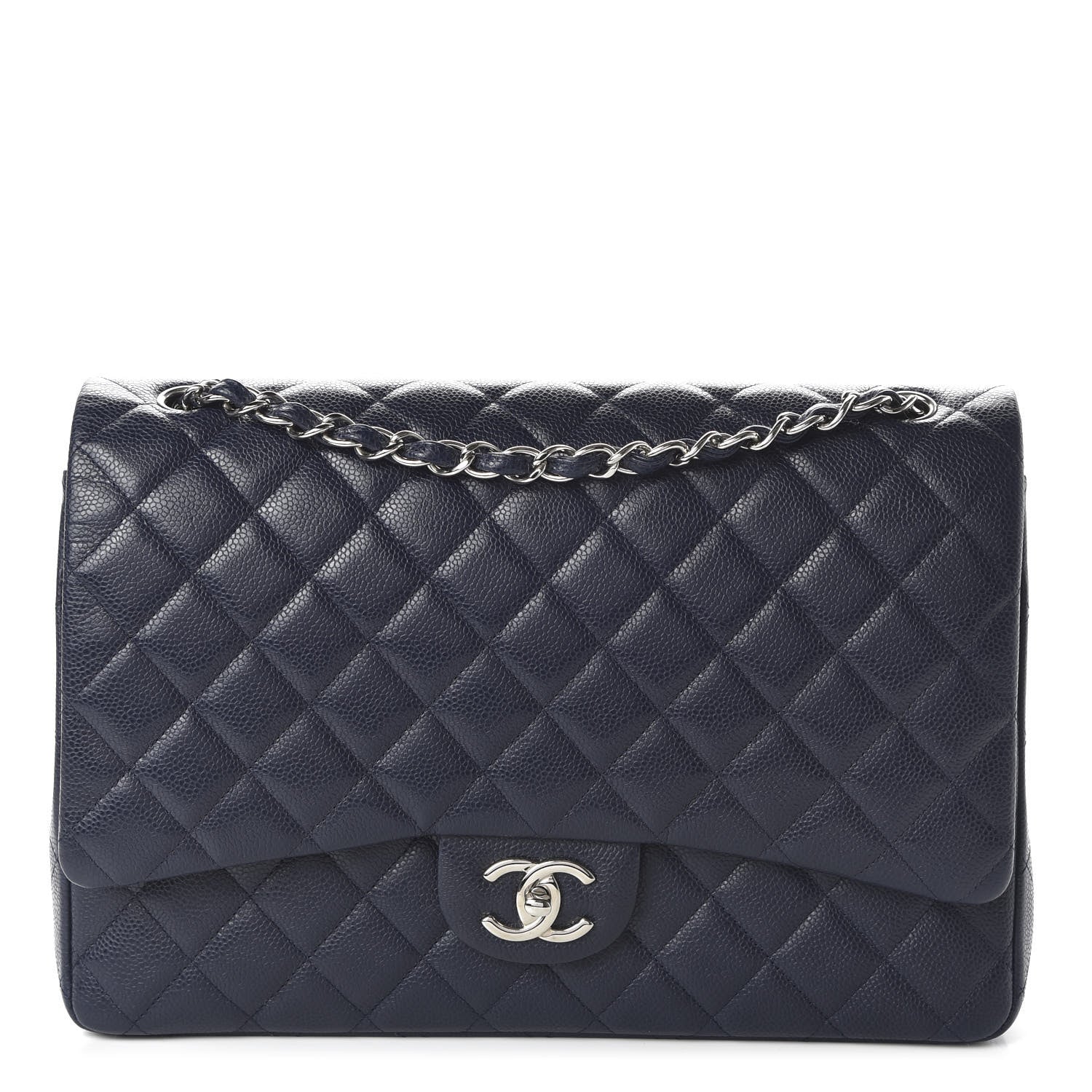 Chanel Caviar Quilted Maxi Double Flap Navy Blue 1 of 10