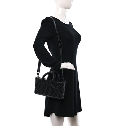 Christian Dior Calfskin Cannage Diamond Medium Lady D-Joy Black 2 of 11