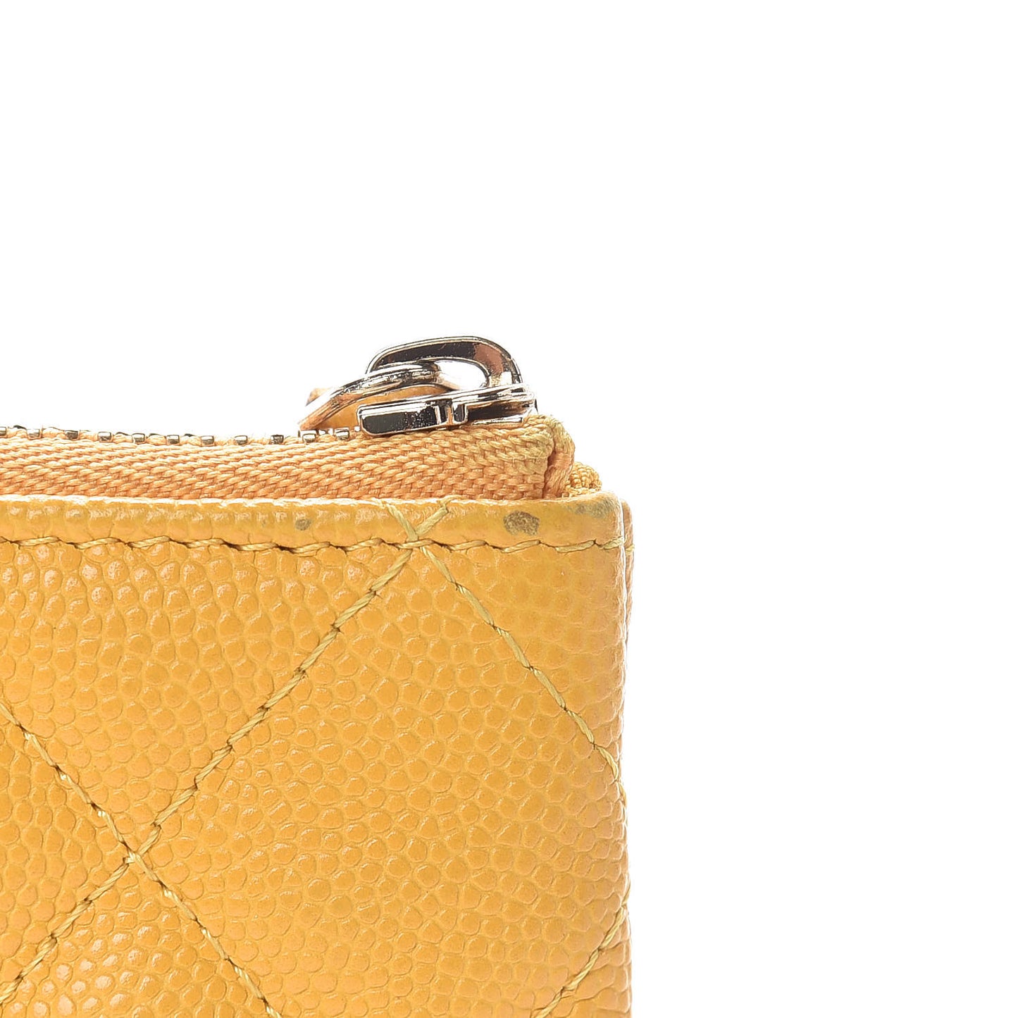 Caviar Quilted Small Cosmetic Case Yellow
