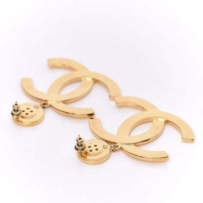 Chanel Metal Large Paris Button Earrings Gold 3 of 5