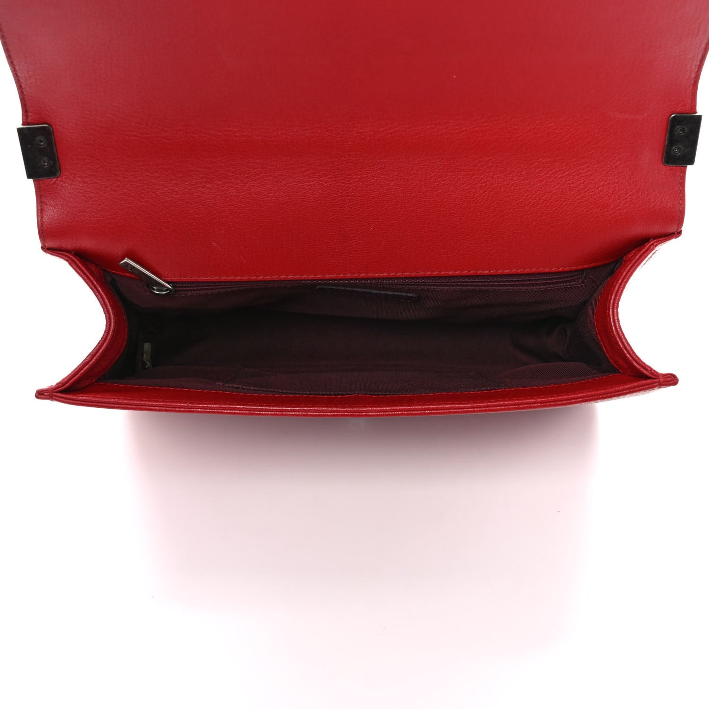 Patent Goatskin Quilted New Medium Boy Flap Red