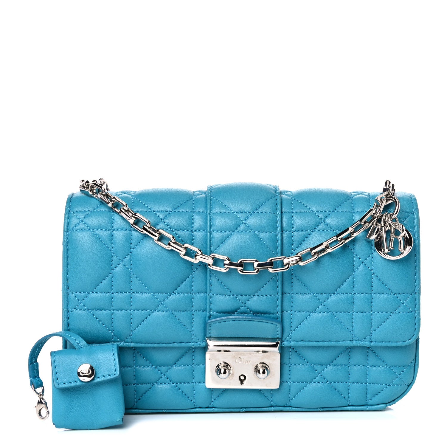 Christian Dior Lambskin Cannage Mini New Lock Pouch Blue 1 of 12