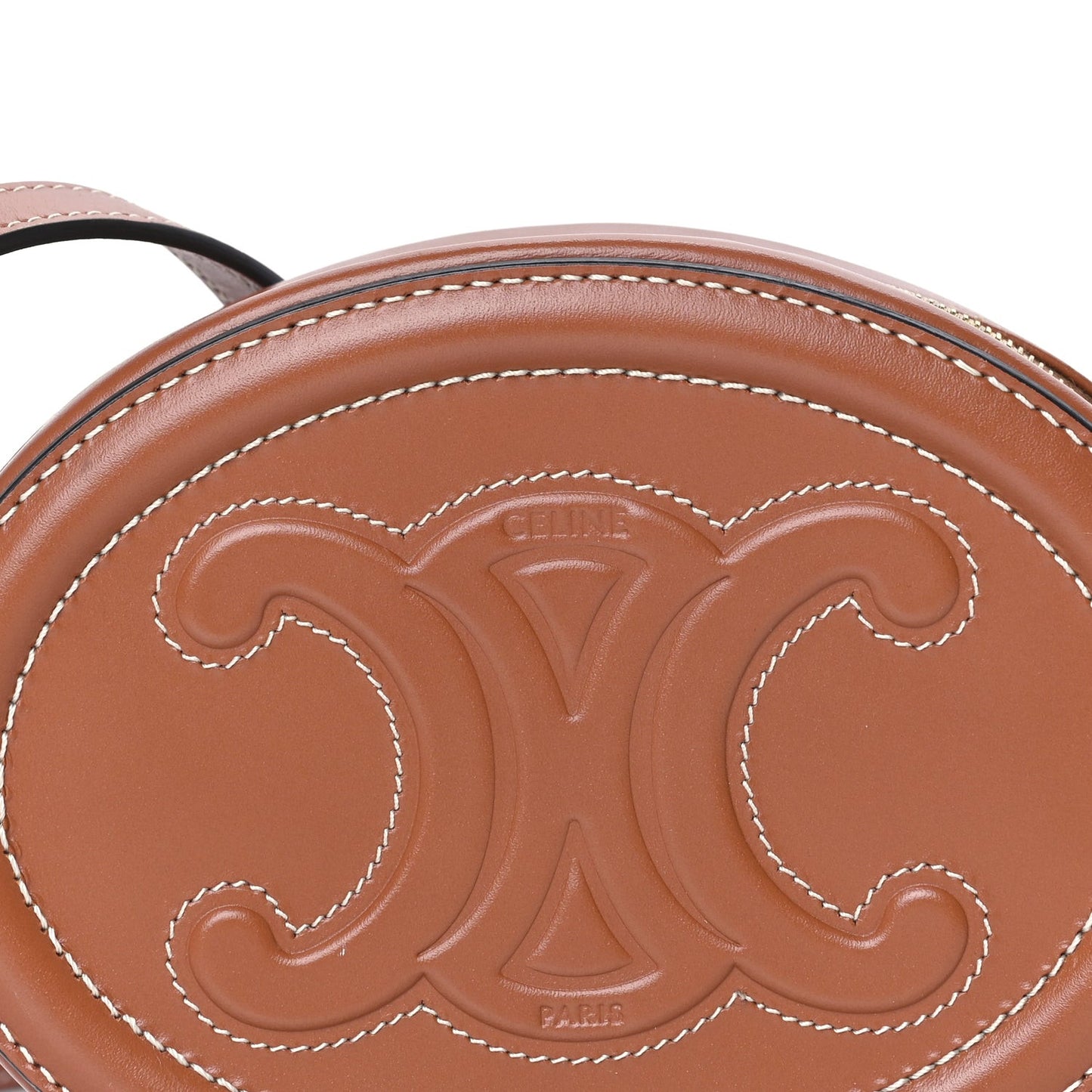 Smooth Calfskin Cuir Small Triomphe Oval Crossbody Purse Tan