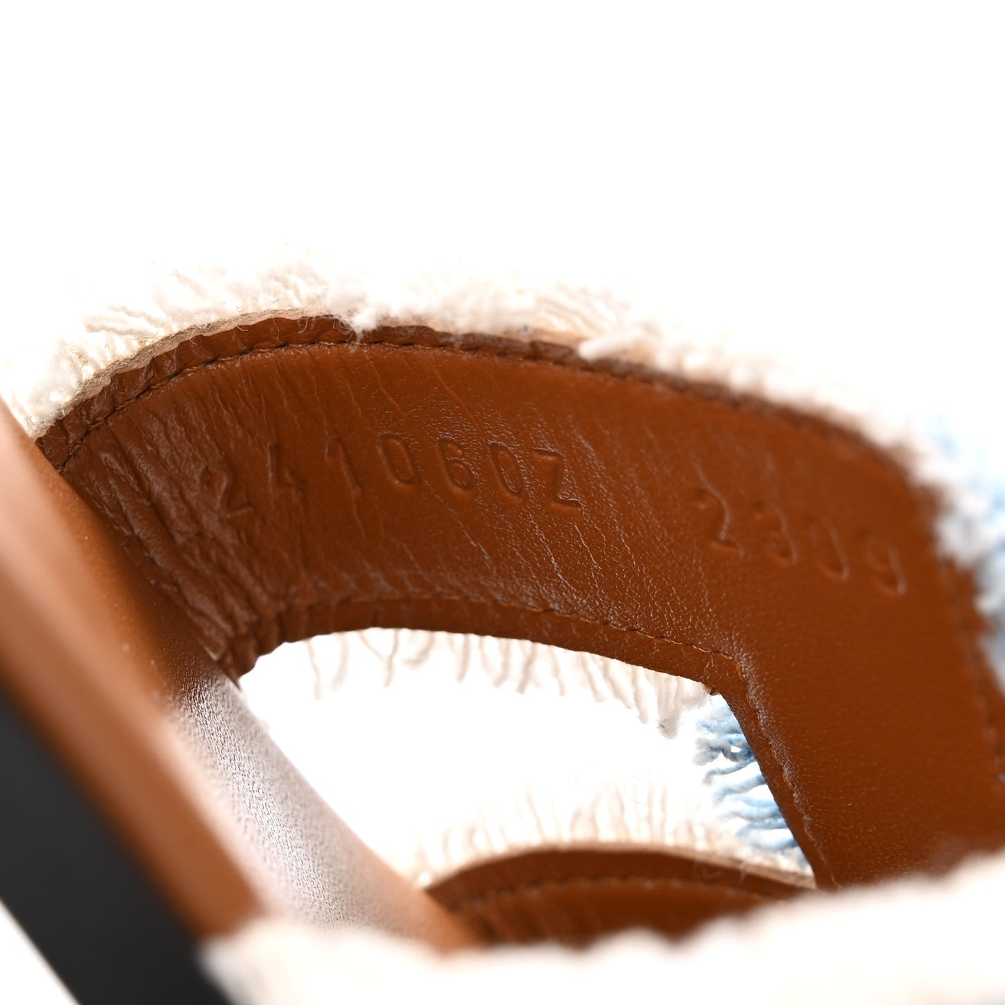 Denim Oran Fringe Sandals 36 Bleu Clair