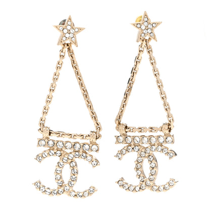 Chanel Crystal Star Drop CC Earrings Gold 1 of 4