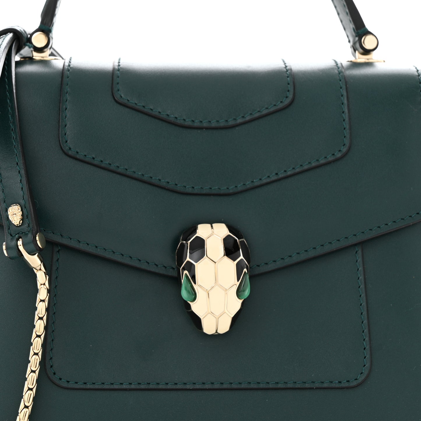 Calfskin Serpenti Forever Top Handle Emerald Green