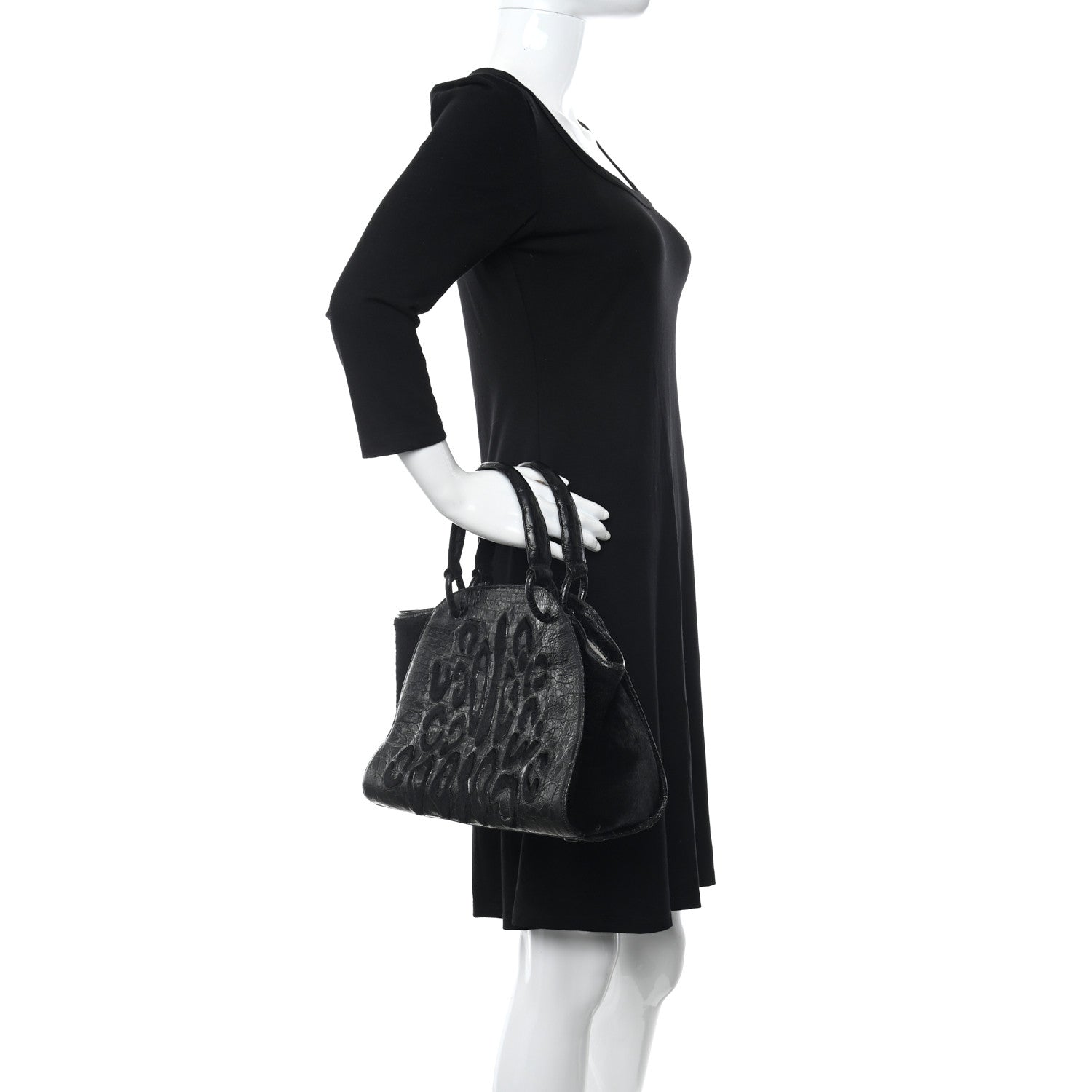 Nancy Gonzalez Crocodile Calf Hair Satchel Black 2 of 10