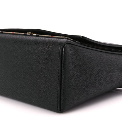 Burberry Coated Canvas Calfskin Vintage Check Medium Note Crossbody Bag Black 8 of 8