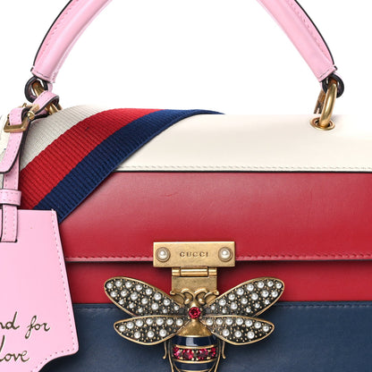 Gucci Calfskin Sylvie Web Small Queen Margaret Top Handle Bag Blue Agata Hibiscus Red Mystic White Sugar Pink 6 of 7