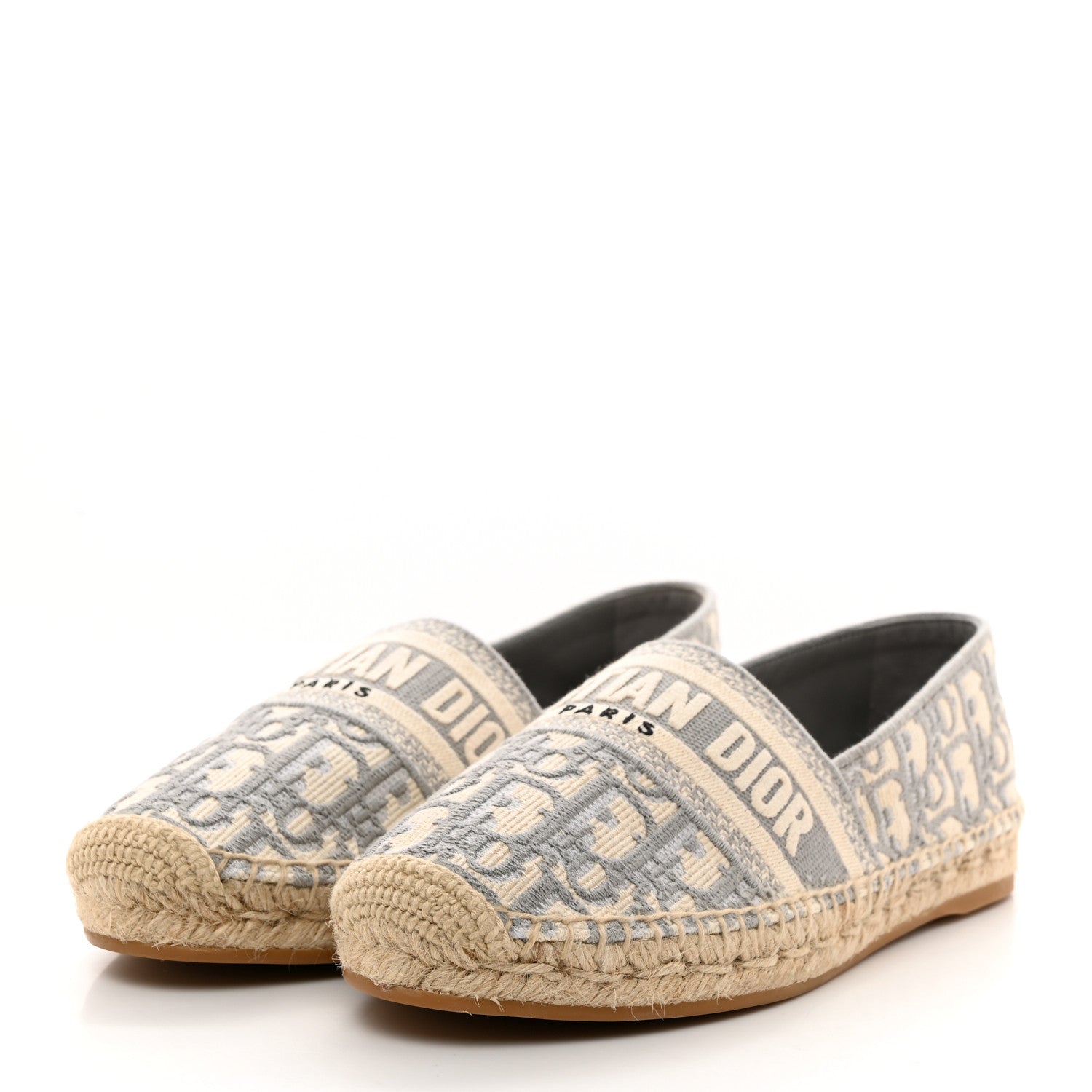 Christian Dior Oblique Embroidered Granville 15mm Espadrilles 37 Grey Stone 3 of 9