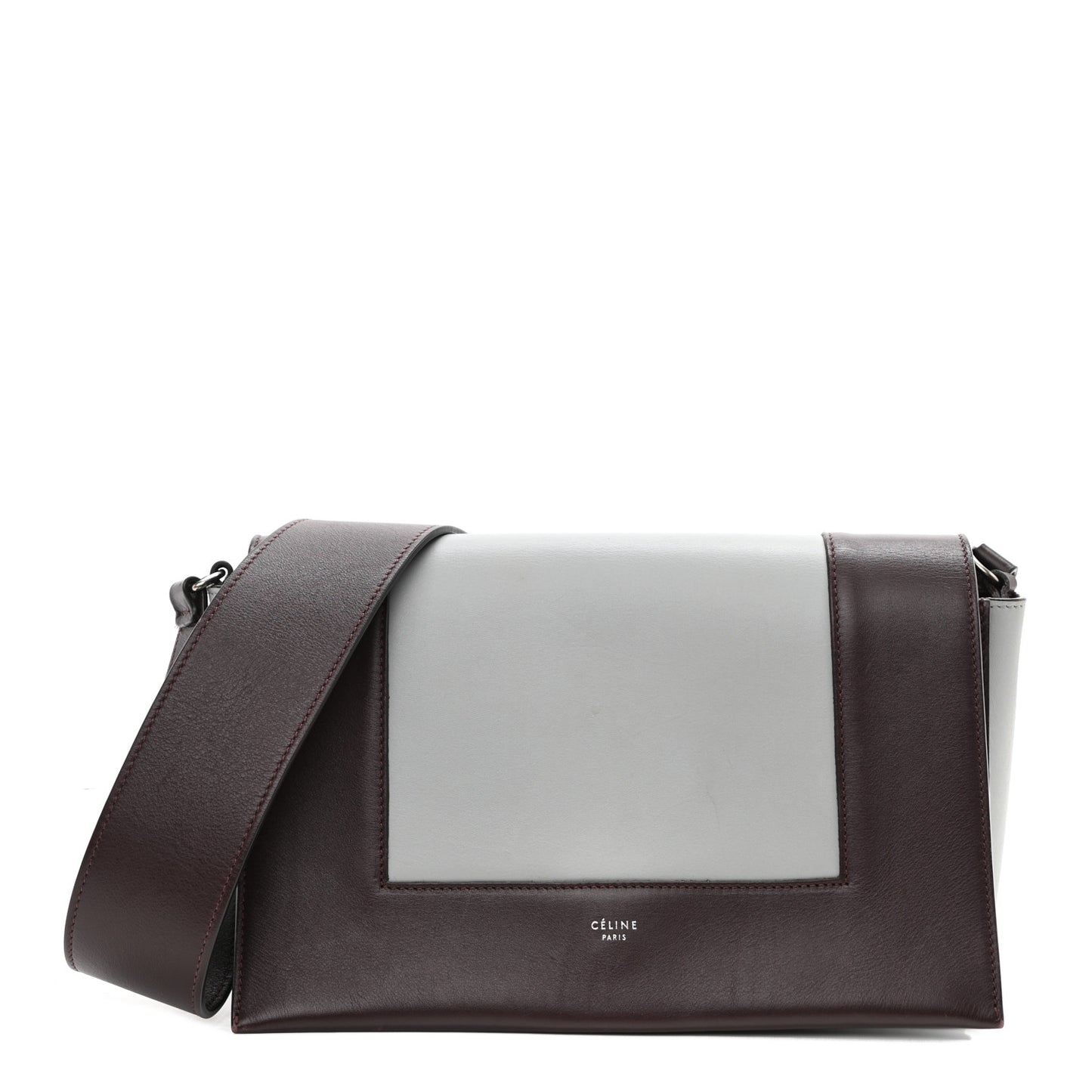 Shiny Smooth Calfskin Medium Frame Shoulder Bag Burgundy Pearl Blue