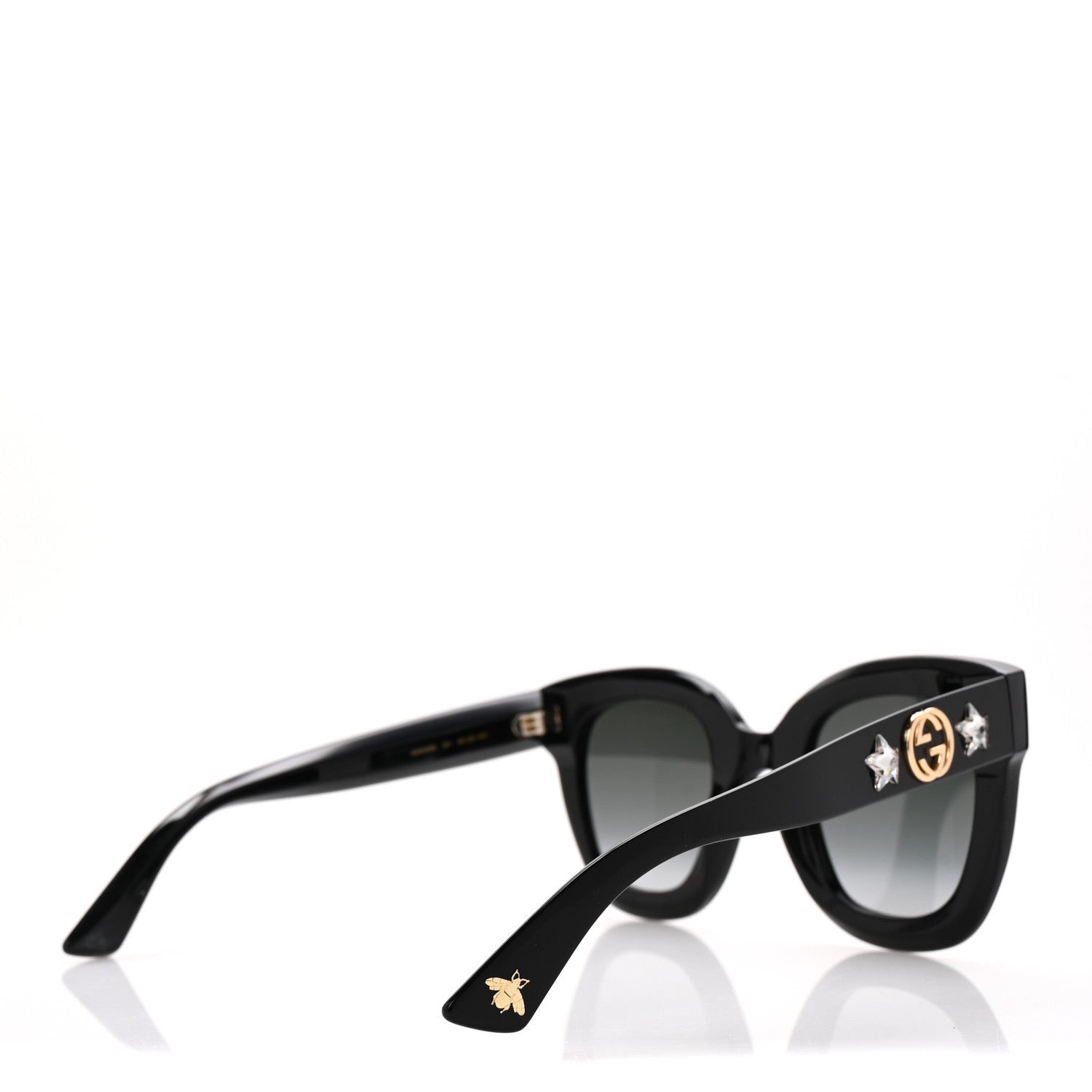 Gucci Acetate Crystal Star Round Frame Sunglasses GG0208S Black 4 of 7