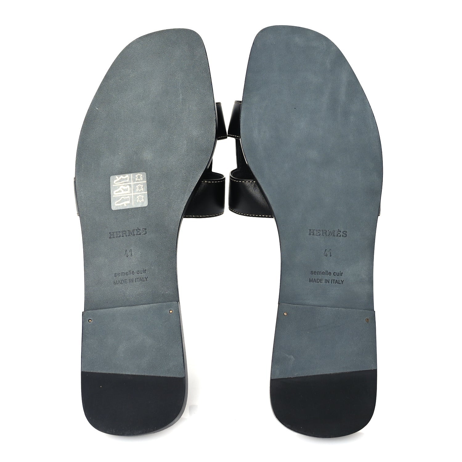 Hermes Box Calfskin Oran Sandals 41 Black 6 of 7
