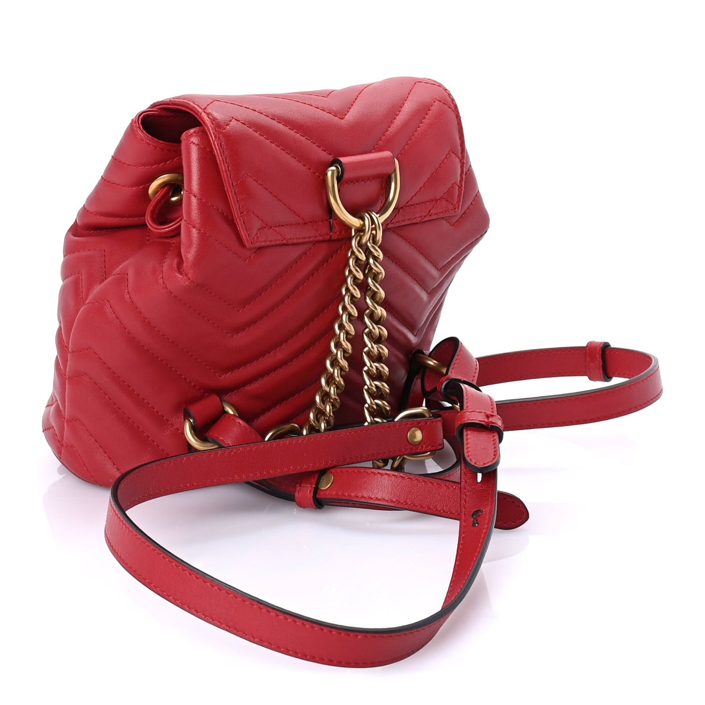 Calfskin Matelasse GG Marmont Flap Backpack Hibiscus Red
