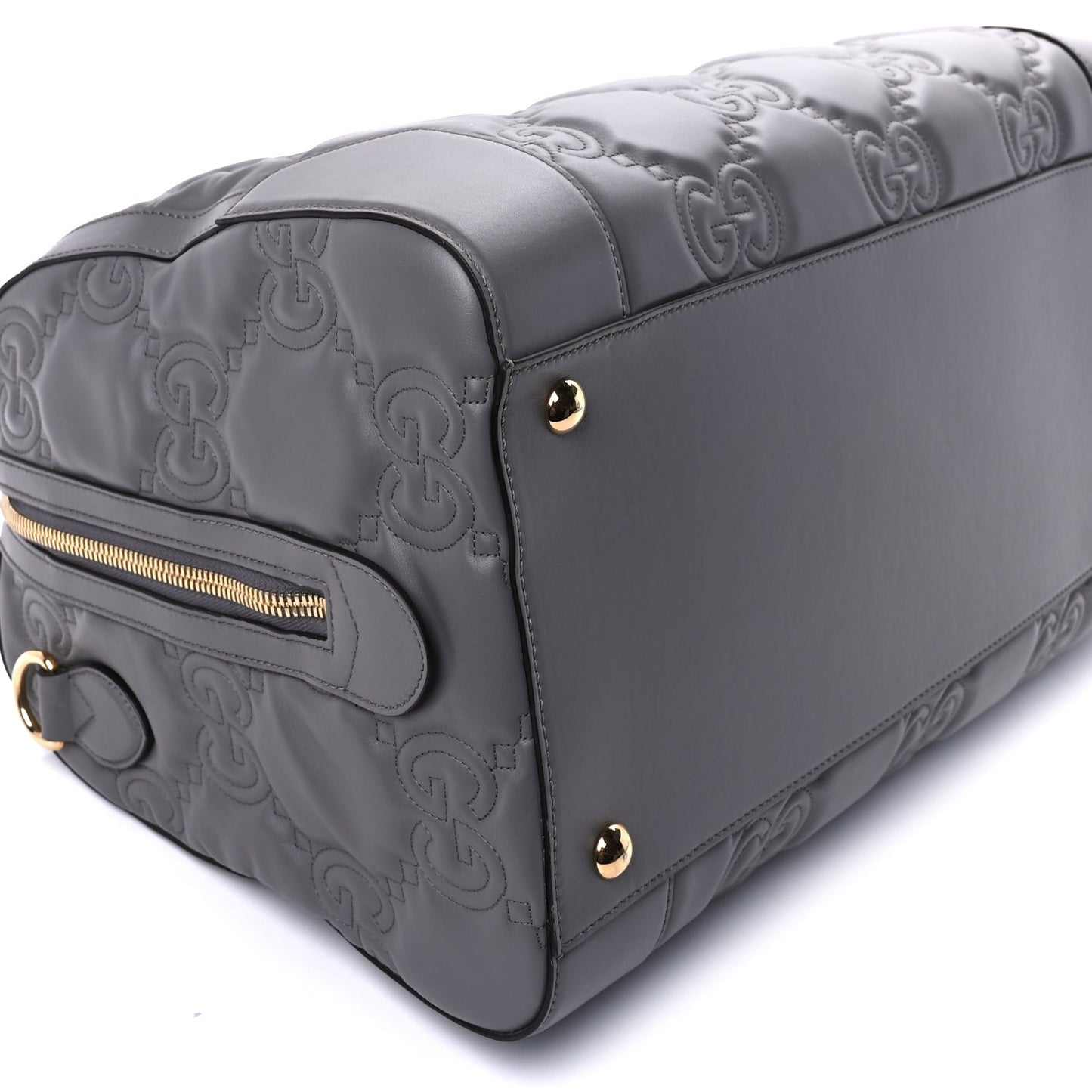 Calfskin GG Matelasse Medium Duffle Bag Dusty Grey Natural
