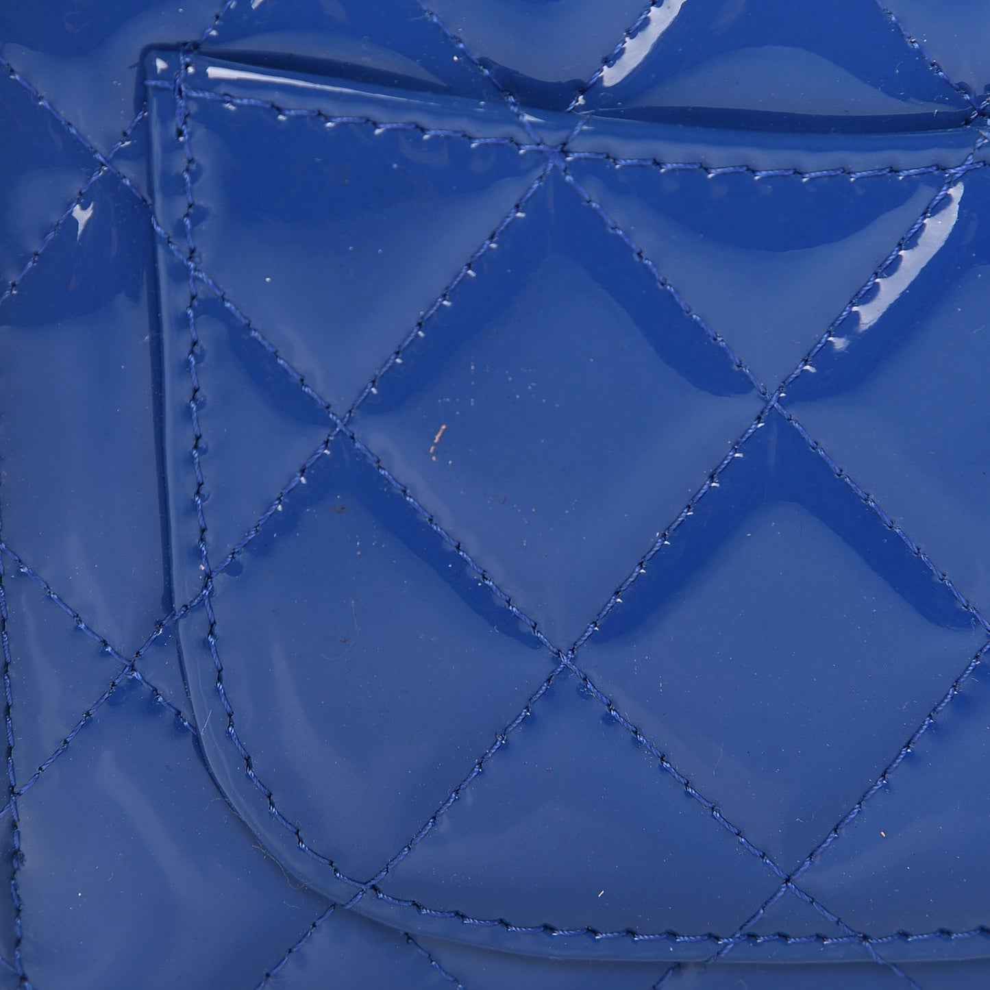 Patent Quilted Zipped Pocket Wallet Blue