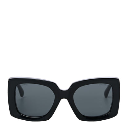 Chanel Acetate Rectangle Sunglasses 5435 Black 4 of 6