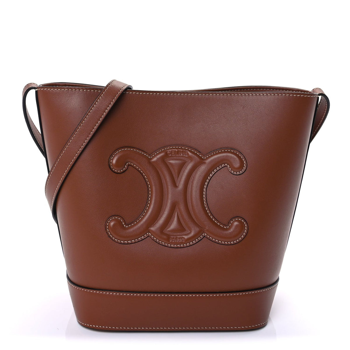 Celine Smooth Calfskin Small Cuir Triomphe Bucket Bag Tan 1 of 16